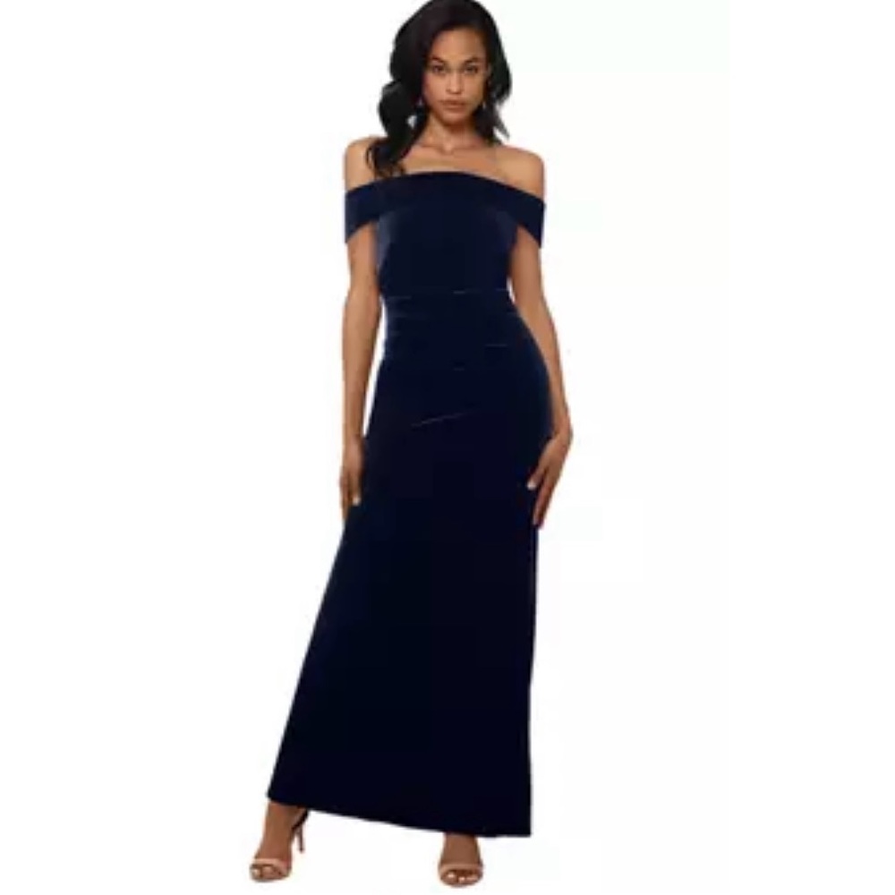 Size 10 Xscape Bridesmaid Dress, navy blue, velvet - NWT